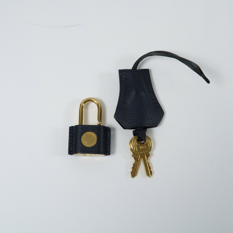 HERMES 【Hermes Fair】Evercolor皮革New Drag II金扣手挽肩背兩用袋Bleu Nuit-11