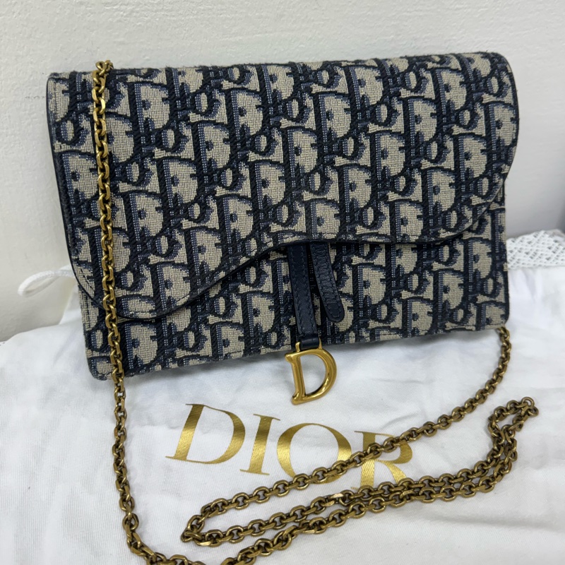 Dior 經典緹花金釦Saddle WOC-0