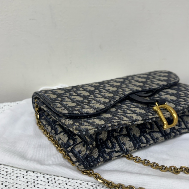 Dior 經典緹花金釦Saddle WOC-3