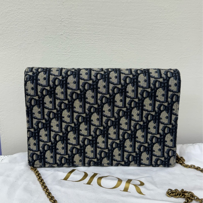 Dior 經典緹花金釦Saddle WOC-4