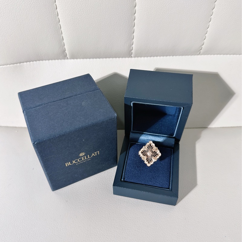 BUCCELLATI布契拉提 Opera tulle歌劇院系列 18K黃金鑲嵌黑瑪瑙四葉草戒指，大號，52 號-2