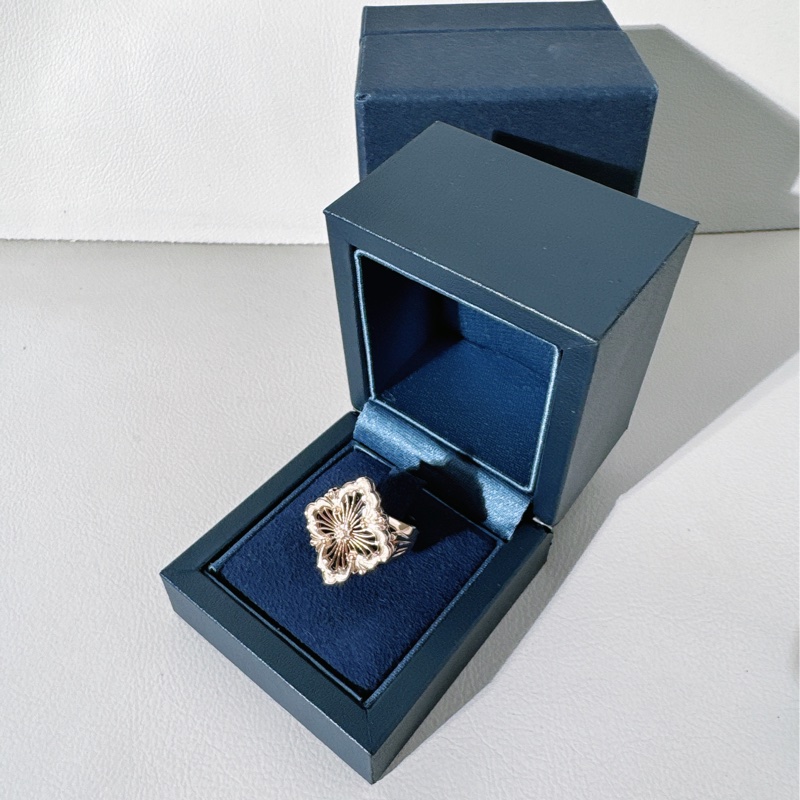 BUCCELLATI布契拉提 Opera tulle歌劇院系列 18K黃金鑲嵌黑瑪瑙四葉草戒指，大號，52 號-4