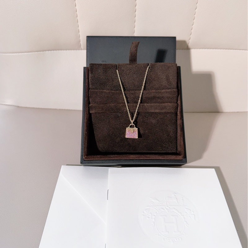 Hermes愛馬仕 粉鑽Kelly項鍊-0