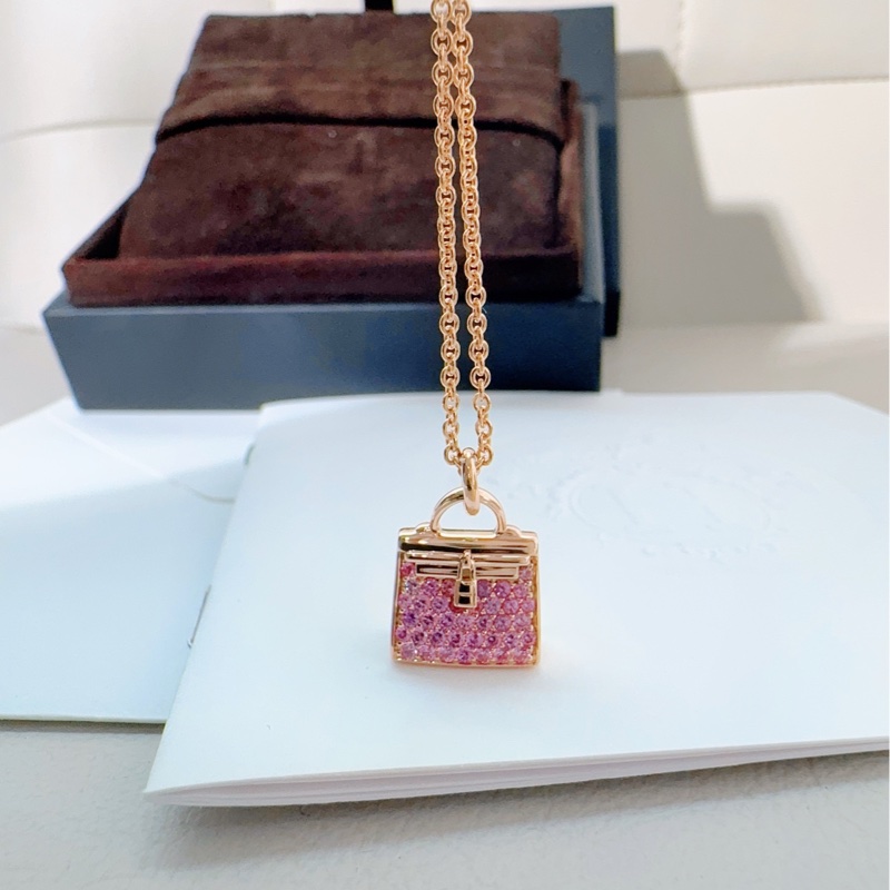 Hermes愛馬仕 粉鑽Kelly項鍊-3