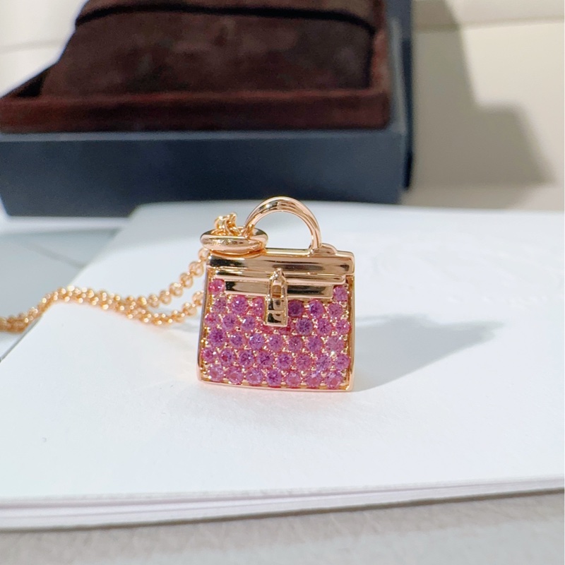 Hermes愛馬仕 粉鑽Kelly項鍊-4