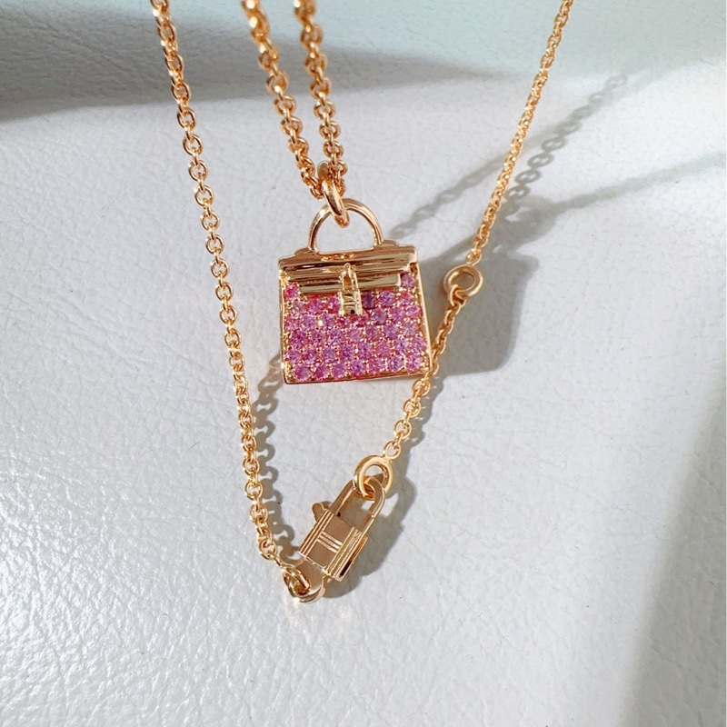 Hermes愛馬仕 粉鑽Kelly項鍊-6