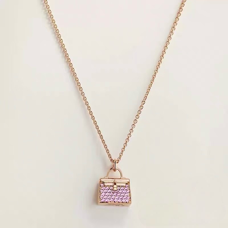 Hermes愛馬仕 粉鑽Kelly項鍊-7