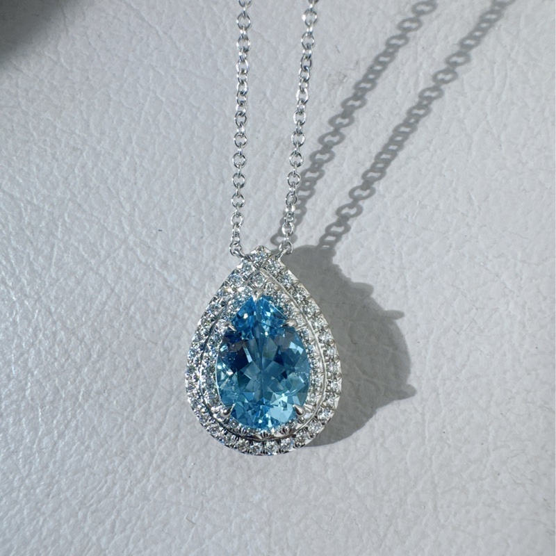 Tiffany蒂芙尼 Soleste系列 海藍寶石鑽石項鍊,1.25克拉主石-6