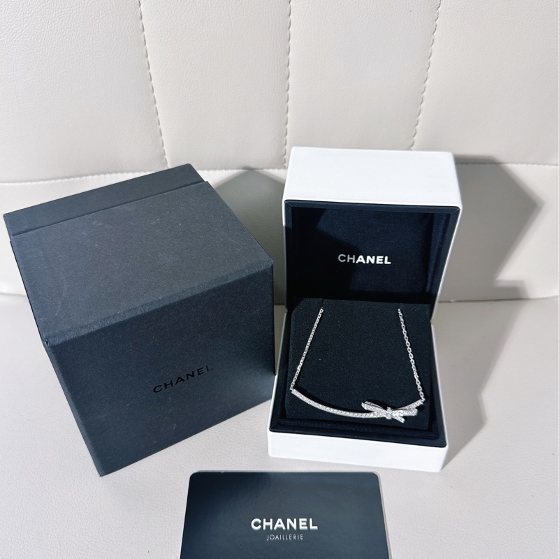 Chanel香奈兒 高級珠寶 Ruban系列 白金滿鑽蝴蝶結項鍊-0