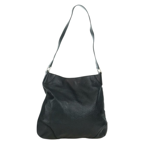 GUCCI Guccissima GG帆布單肩包 皮革 黑色 金色 257296 正品 YKZ027V