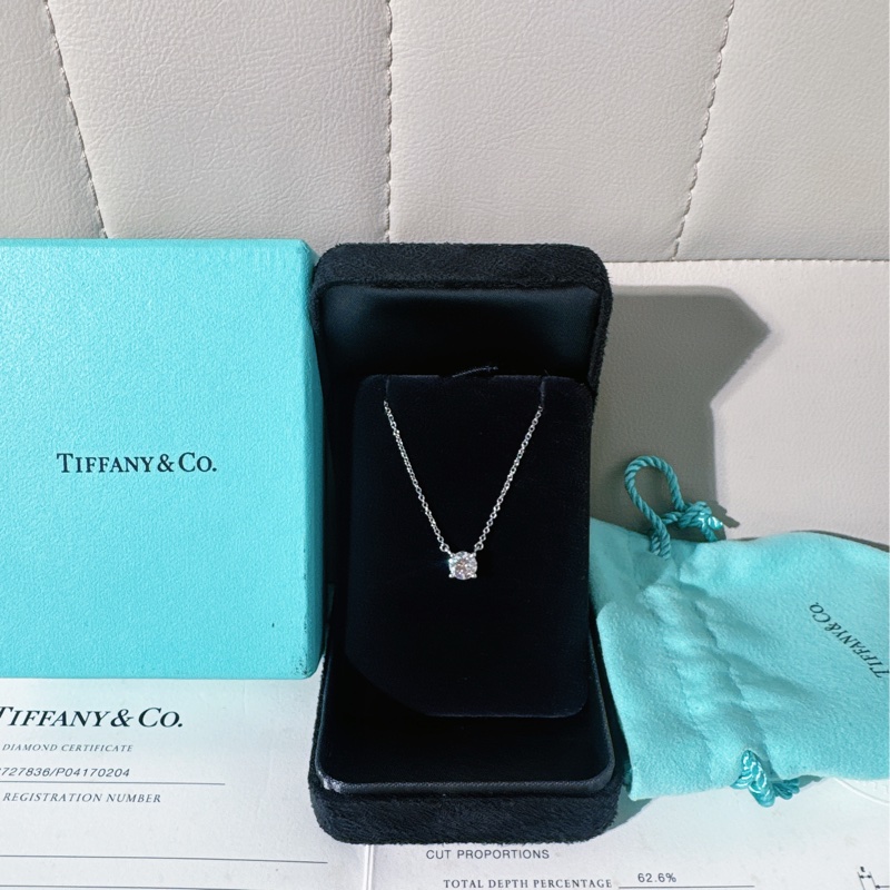 Tiffany蒂芙尼 四爪單鑽鑽石項鍊，主鑽:0.68ct/J色/VVS2淨度/3EX切工-1
