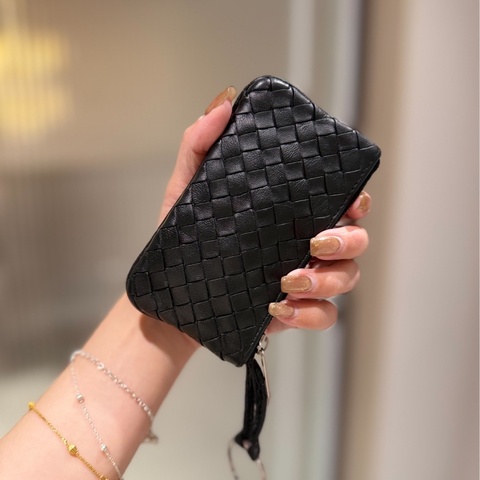 BOTTEGA VENETA Bv 黑 編織 拉鏈 鑰匙包 短夾 皮夾 皮包 錢包 錢夾 零錢包 卡夾 卡包
