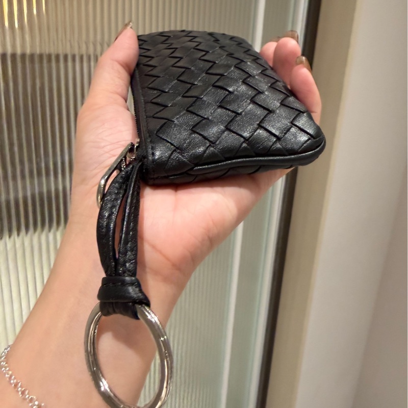 BOTTEGA VENETA Bv 黑 編織 拉鏈 鑰匙包 短夾 皮夾 皮包 錢包 錢夾 零錢包 卡夾 卡包-2