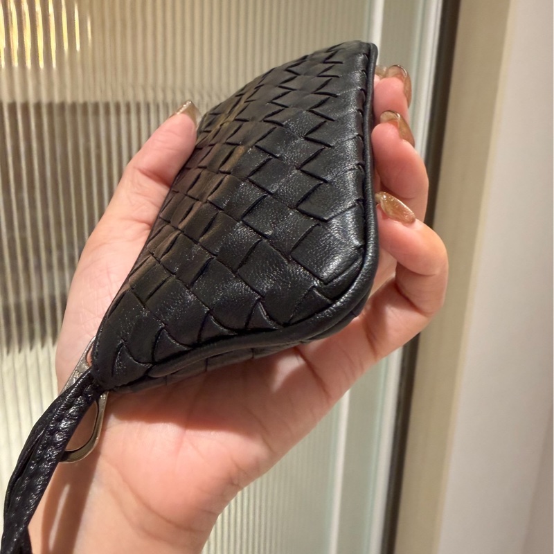 BOTTEGA VENETA Bv 黑 編織 拉鏈 鑰匙包 短夾 皮夾 皮包 錢包 錢夾 零錢包 卡夾 卡包-3