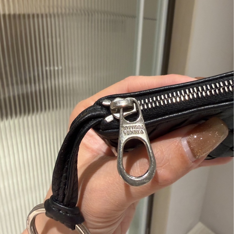 BOTTEGA VENETA Bv 黑 編織 拉鏈 鑰匙包 短夾 皮夾 皮包 錢包 錢夾 零錢包 卡夾 卡包-5