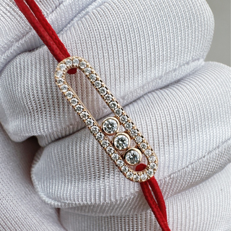 Messika梅西卡 Move Uno系列 三鑽紅繩手鍊-5