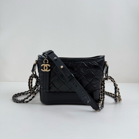 Chanel香奈兒流浪包 黑金小號