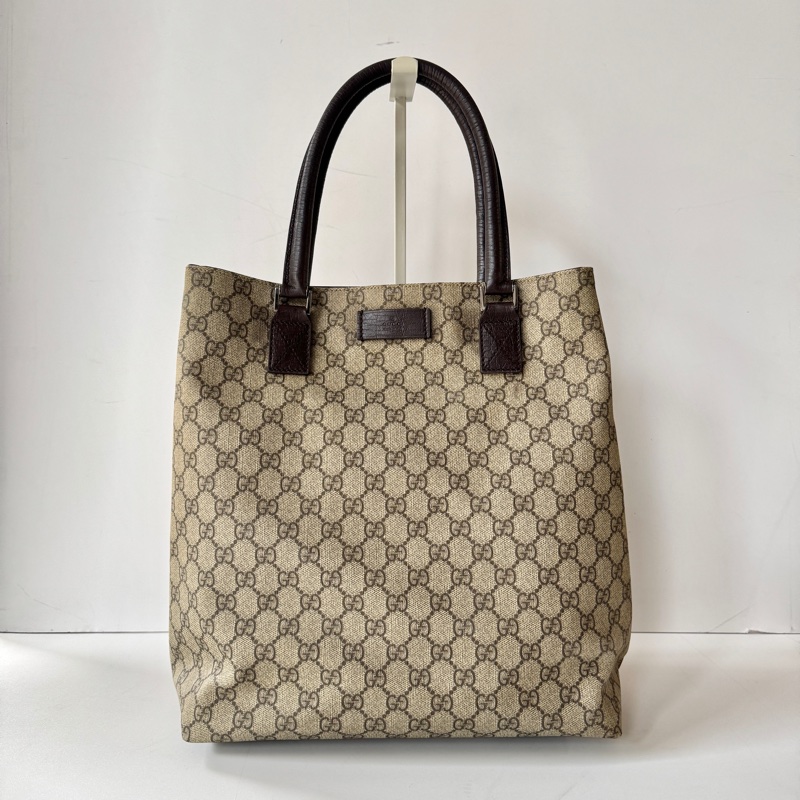 Gucci PVC GG 老花 直式 銀扣 托特包 肩背包 131220-0