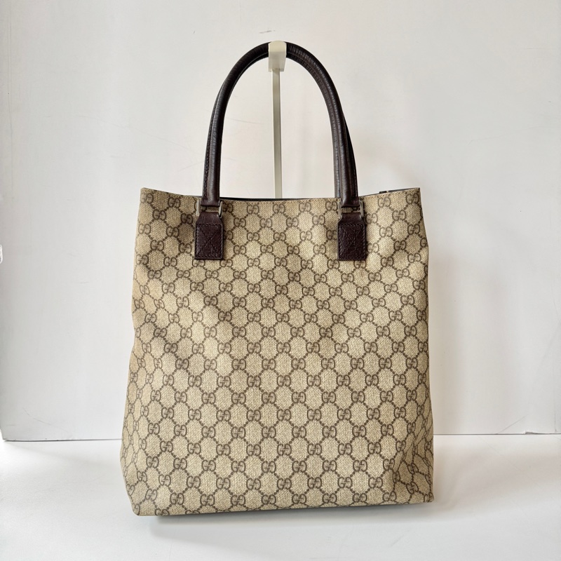 Gucci PVC GG 老花 直式 銀扣 托特包 肩背包 131220-1