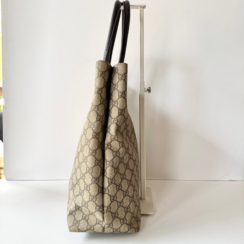 Gucci PVC GG 老花 直式 銀扣 托特包 肩背包 131220-2