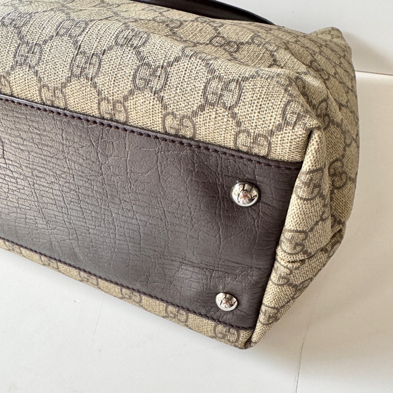 Gucci PVC GG 老花 直式 銀扣 托特包 肩背包 131220-3