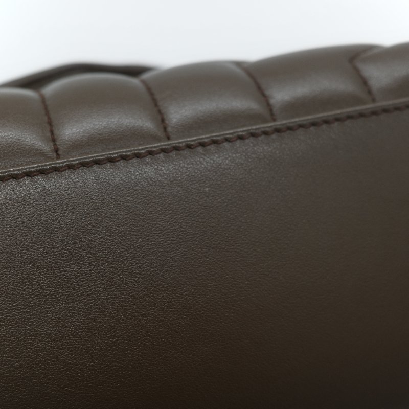 Saint Laurent YSL 聖羅蘭 Loulou 經典土褐色 絎縫小牛皮 Y 字縫線 翻蓋 鏈條斜背包-10