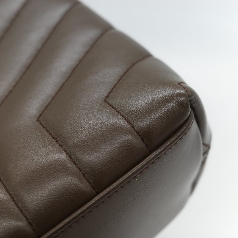 Saint Laurent YSL 聖羅蘭 Loulou 經典土褐色 絎縫小牛皮 Y 字縫線 翻蓋 鏈條斜背包-16