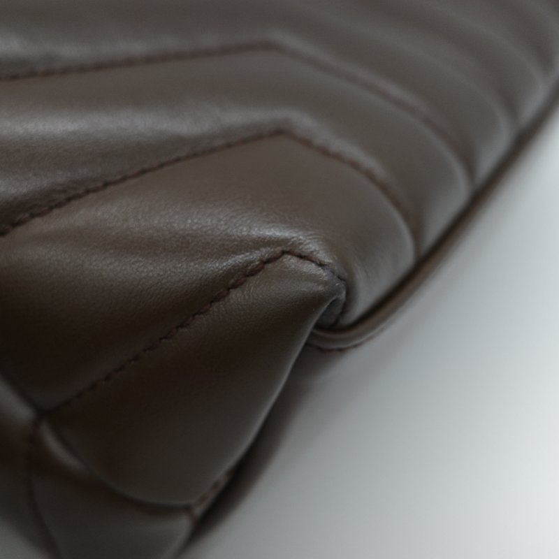 Saint Laurent YSL 聖羅蘭 Loulou 經典土褐色 絎縫小牛皮 Y 字縫線 翻蓋 鏈條斜背包-17