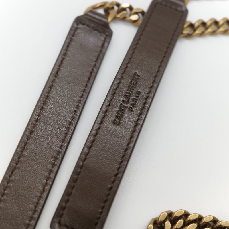 Saint Laurent YSL 聖羅蘭 Loulou 經典土褐色 絎縫小牛皮 Y 字縫線 翻蓋 鏈條斜背包-22