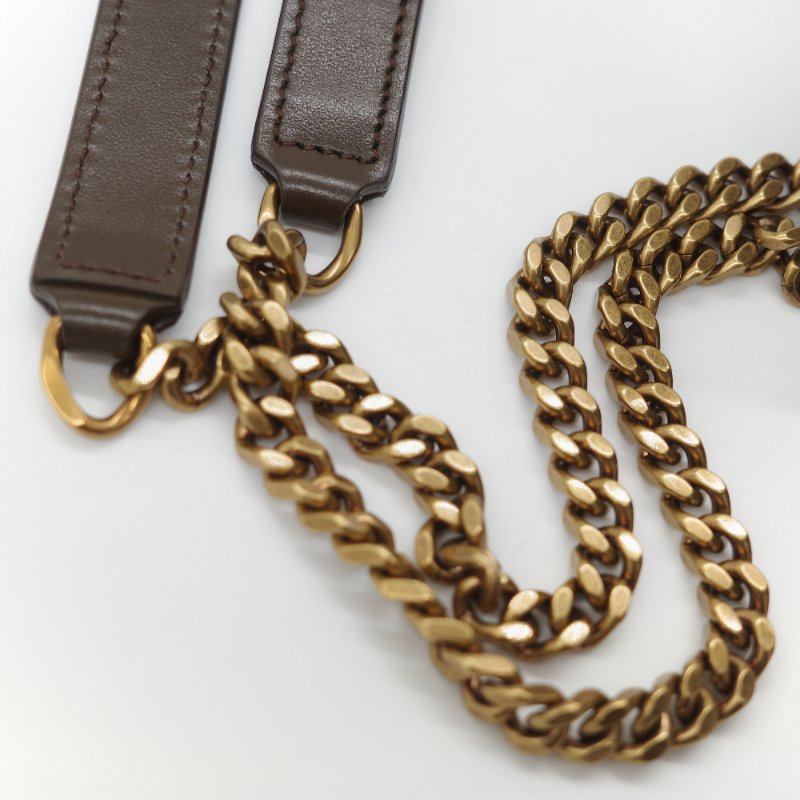 Saint Laurent YSL 聖羅蘭 Loulou 經典土褐色 絎縫小牛皮 Y 字縫線 翻蓋 鏈條斜背包-23