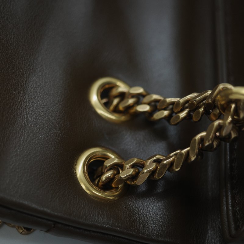 Saint Laurent YSL 聖羅蘭 Loulou 經典土褐色 絎縫小牛皮 Y 字縫線 翻蓋 鏈條斜背包-24