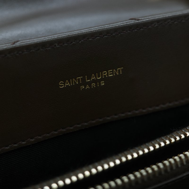 Saint Laurent YSL 聖羅蘭 Loulou 經典土褐色 絎縫小牛皮 Y 字縫線 翻蓋 鏈條斜背包-26