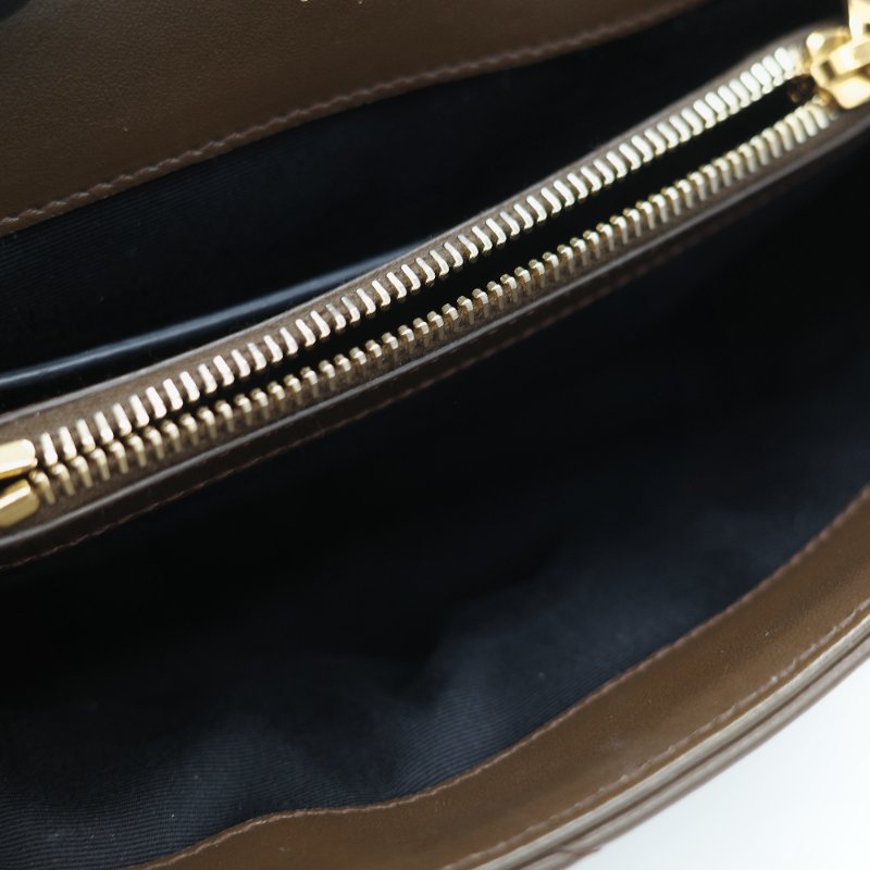 Saint Laurent YSL 聖羅蘭 Loulou 經典土褐色 絎縫小牛皮 Y 字縫線 翻蓋 鏈條斜背包-27