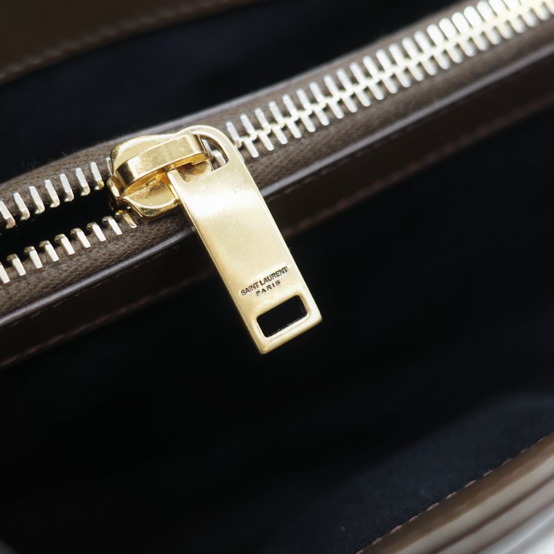 Saint Laurent YSL 聖羅蘭 Loulou 經典土褐色 絎縫小牛皮 Y 字縫線 翻蓋 鏈條斜背包-30