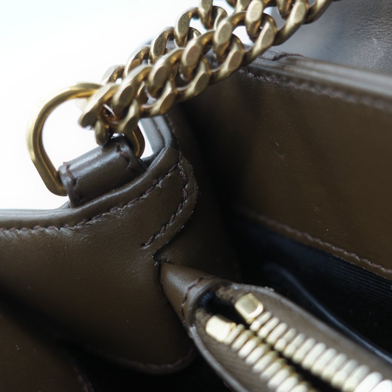 Saint Laurent YSL 聖羅蘭 Loulou 經典土褐色 絎縫小牛皮 Y 字縫線 翻蓋 鏈條斜背包-31
