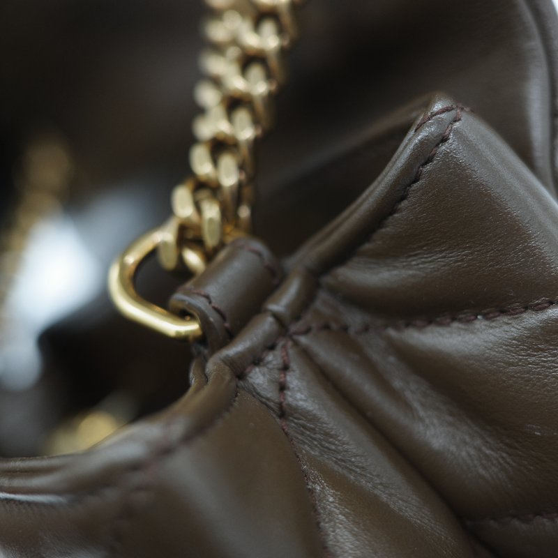 Saint Laurent YSL 聖羅蘭 Loulou 經典土褐色 絎縫小牛皮 Y 字縫線 翻蓋 鏈條斜背包-32