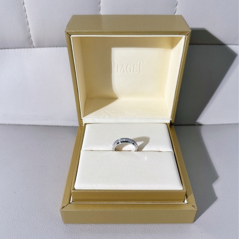 Piaget伯爵 Possession時來運轉系列 白金滿鑽寬版戒指，49碼