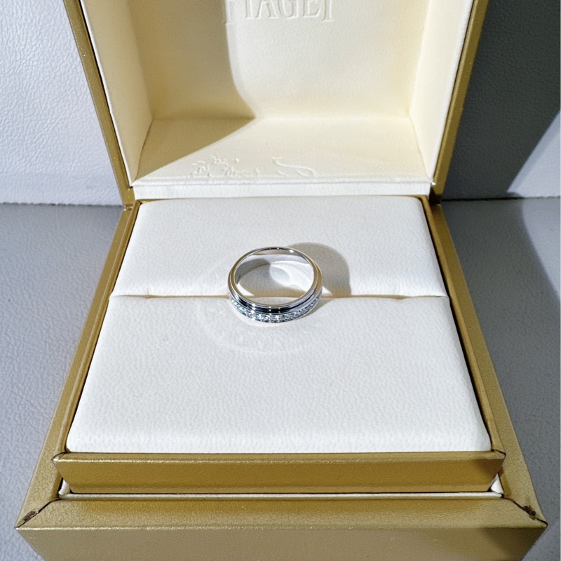 Piaget伯爵 Possession時來運轉系列 白金滿鑽寬版戒指，49碼-1