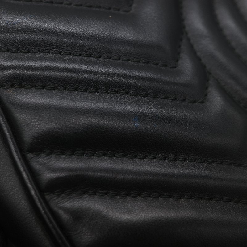 Gucci 古馳 GG Marmont 經典黑色 小牛皮 鏈條拉鍊肩背相機包-12