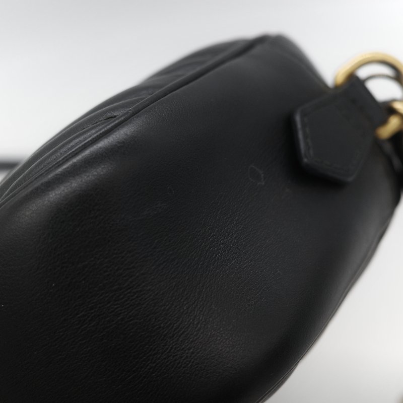 Gucci 古馳 GG Marmont 經典黑色 小牛皮 鏈條拉鍊肩背相機包-15