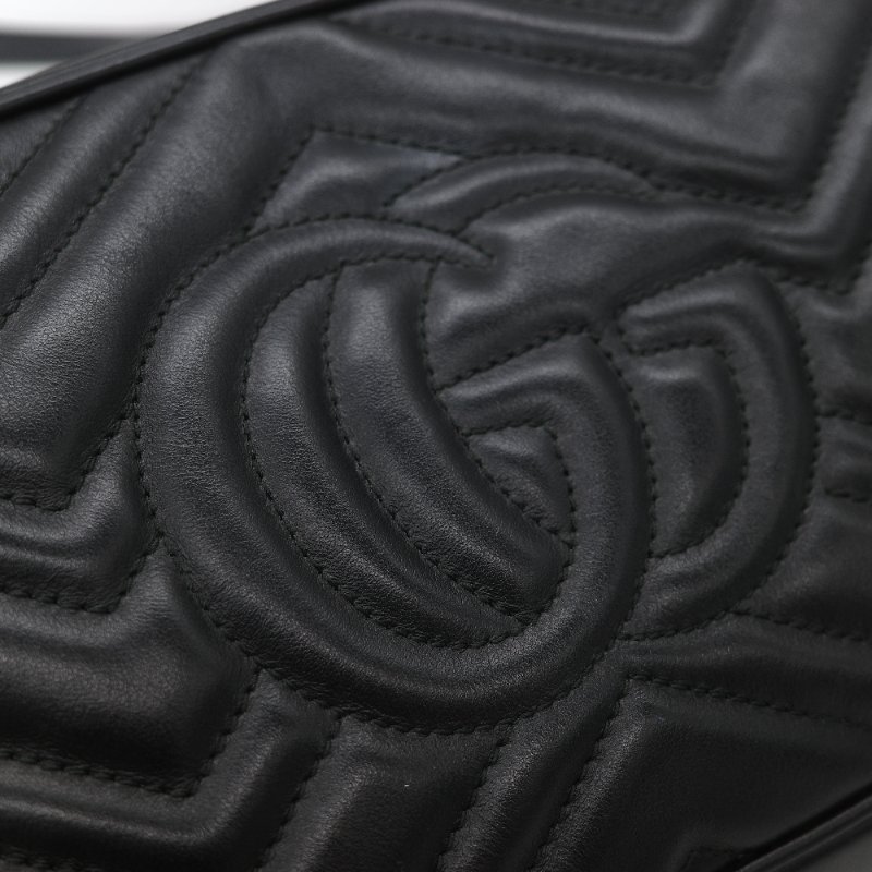 Gucci 古馳 GG Marmont 經典黑色 小牛皮 鏈條拉鍊肩背相機包-16