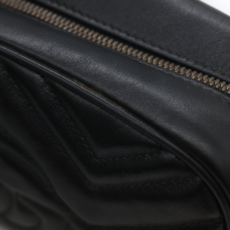 Gucci 古馳 GG Marmont 經典黑色 小牛皮 鏈條拉鍊肩背相機包-18