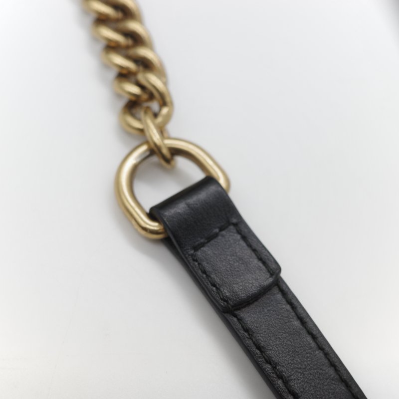 Gucci 古馳 GG Marmont 經典黑色 小牛皮 鏈條拉鍊肩背相機包-21