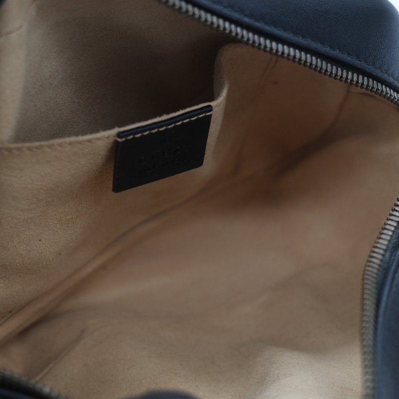 Gucci 古馳 GG Marmont 經典黑色 小牛皮 鏈條拉鍊肩背相機包-24