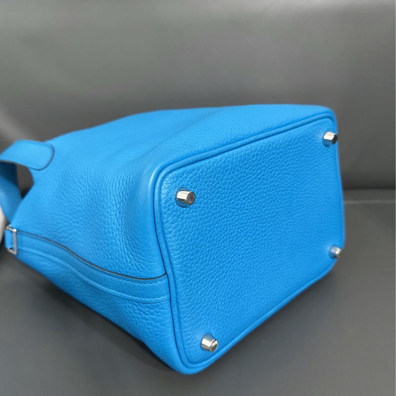 Hermes愛馬仕 Picotin18菜籃子手提包，B3坦桑尼亞藍，銀扣 A刻-5