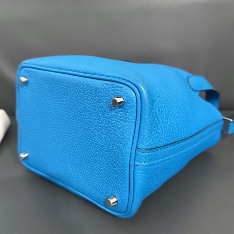 Hermes愛馬仕 Picotin18菜籃子手提包，B3坦桑尼亞藍，銀扣 A刻-6