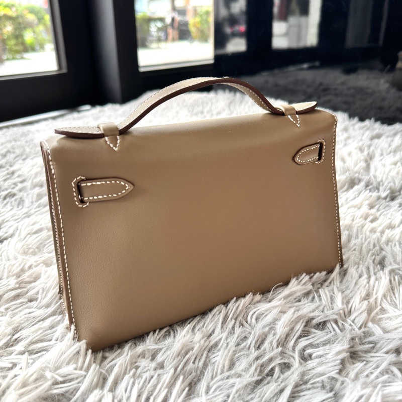 HERMES Mini Kelly Pochette 一代 Swift皮革 大象灰 銀扣 G刻-3