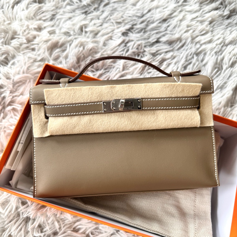HERMES Mini Kelly Pochette 一代 Swift皮革 大象灰 銀扣 G刻-5