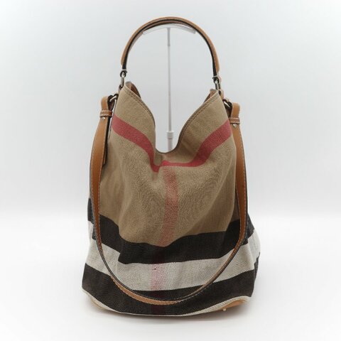 Burberry 巴寶莉 Ashby 中款 經典格紋 帆布水桶包