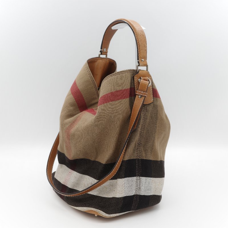 Burberry 巴寶莉 Ashby 中款 經典格紋 帆布水桶包-2